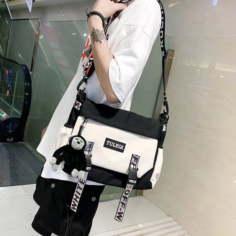 Men's Canvas Crossbody Bag - Japanese Style Workwear Messenger Bag - 1