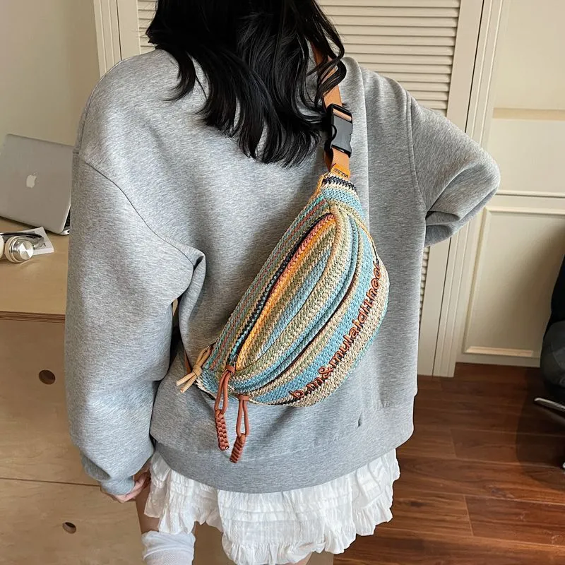 Woven Crossbody Bag for Women 2025, Colorful Ins Sling Bag - 4