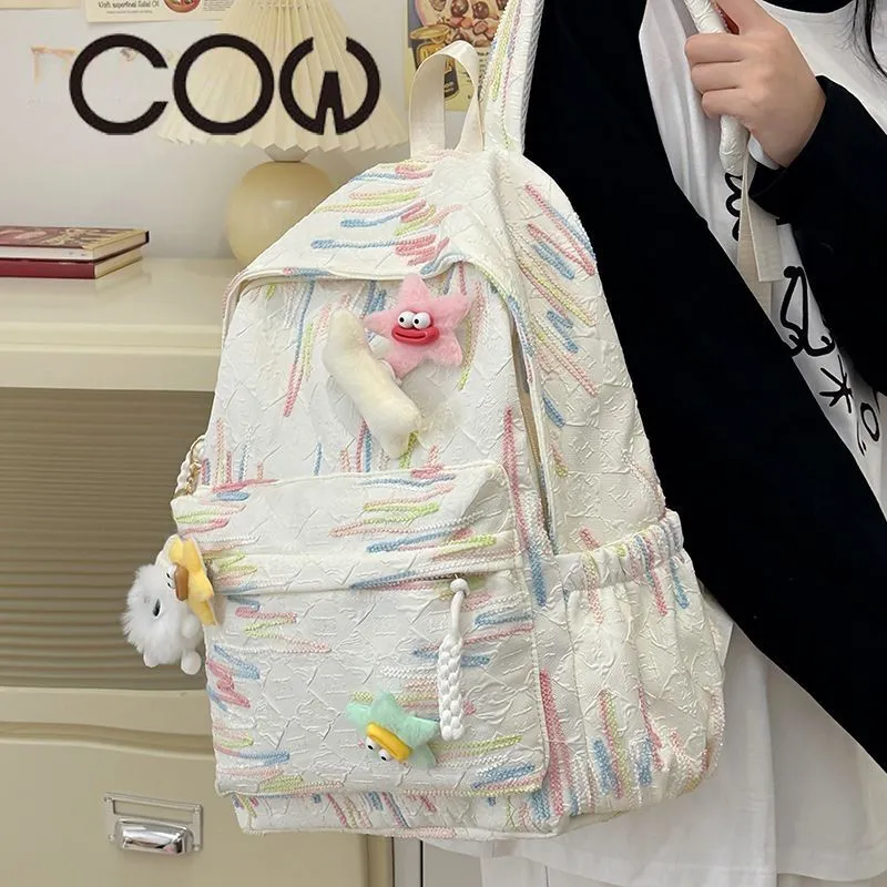 Cute Backpack for Girls, College Student Ins Style Soft Shoulder Bag - 2