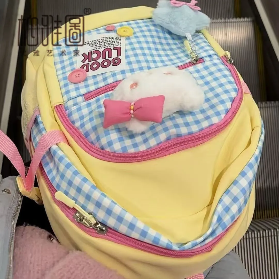 Hello Kitty Backpack for Women, Dopamine Plaid Sporty Rucksack - 5