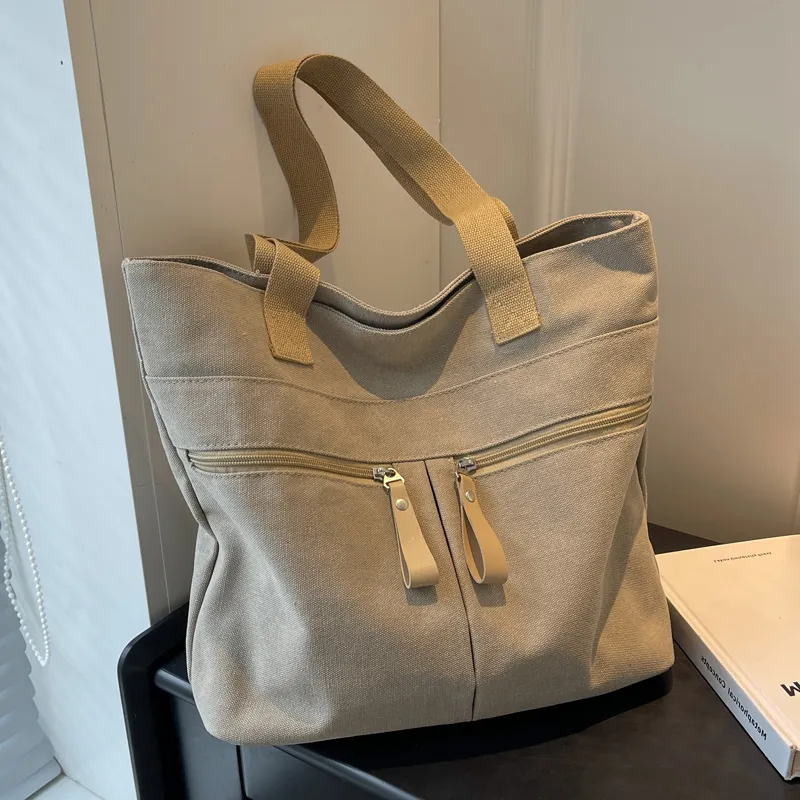 Thick Canvas Tote Bag Women Large Capacity Shoulder Bag - 2