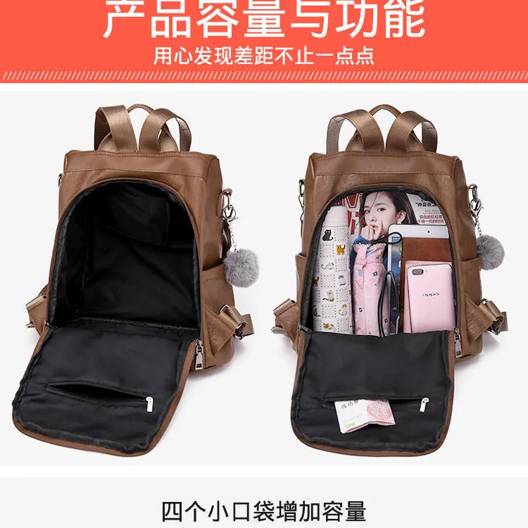 Genuine Leather Backpack 2025 Large Capacity PU Travel Bag - 5
