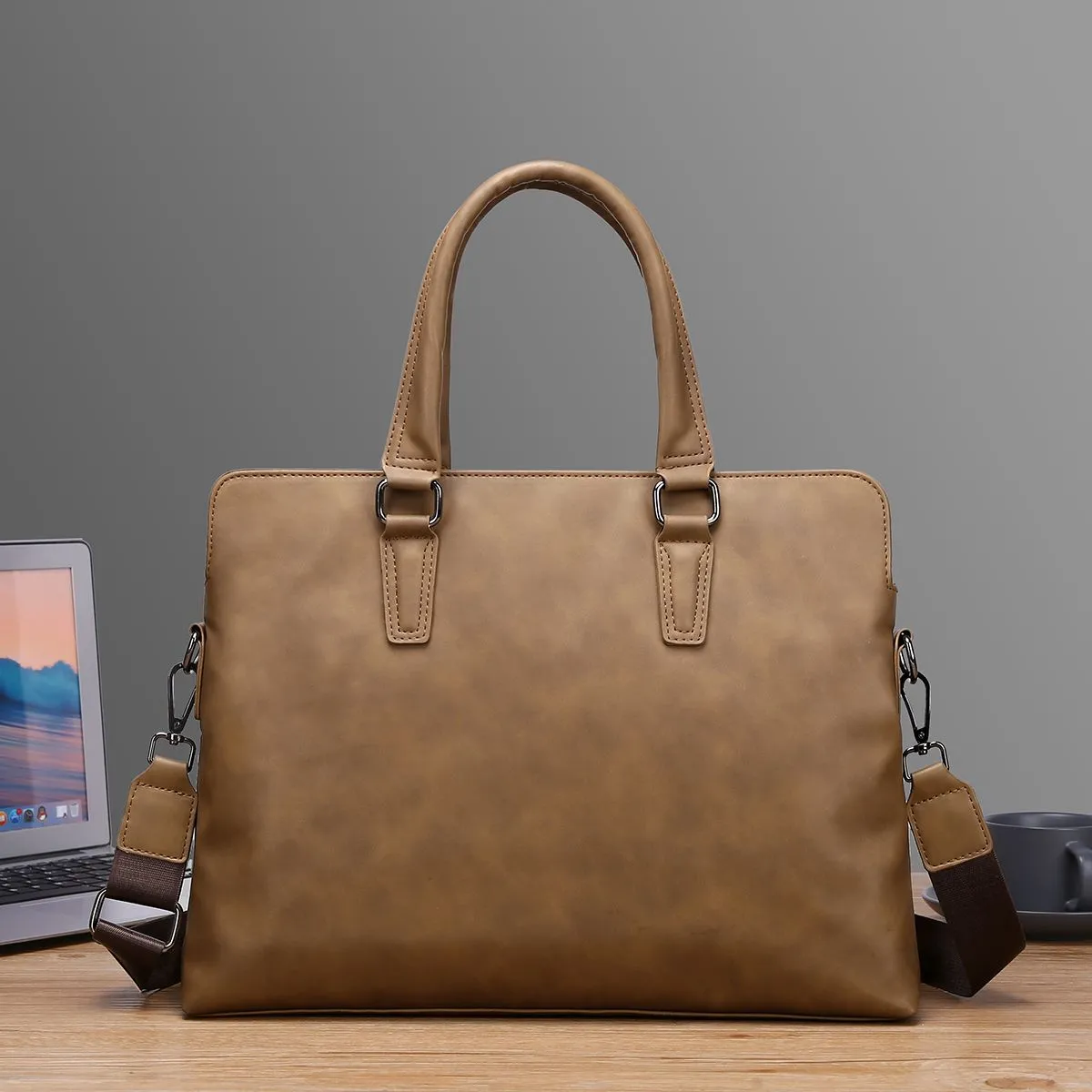2025 Men's Briefcase Large Capacity Laptop Bag Shoulder Bag - 3