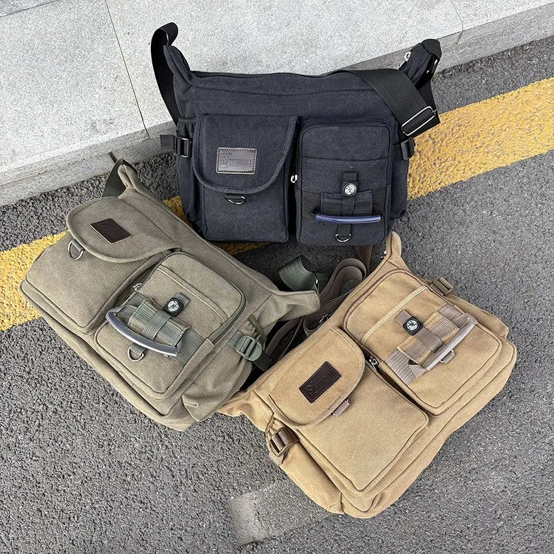 Vintage Canvas Messenger Bag for Men 2025 Large Capacity Commuter Shoulder Bag - 5