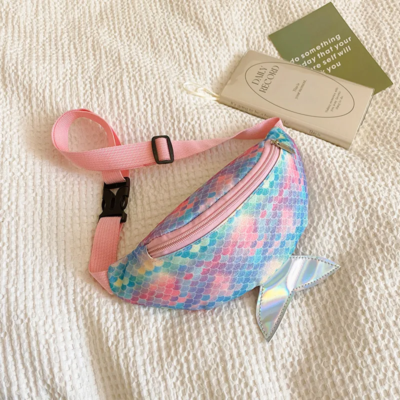 Kids Mermaid Waist Bag, Glitter Princess Chest Bag for Girls, Cartoon Coin Purse - 3