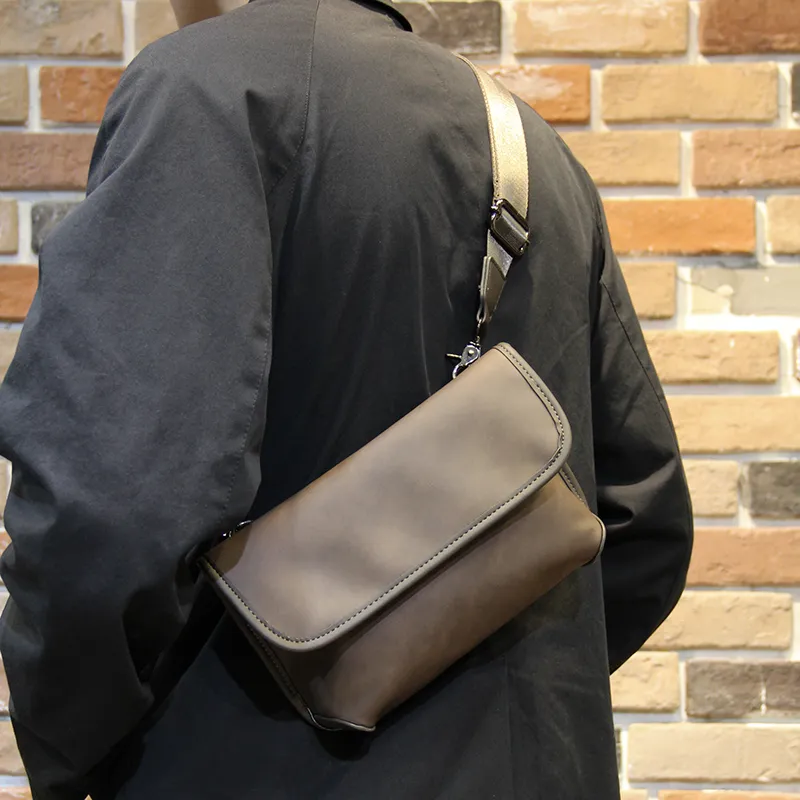 Men's Crossbody Bag Small PU Leather Casual Street Fashion Shoulder Bag - 3