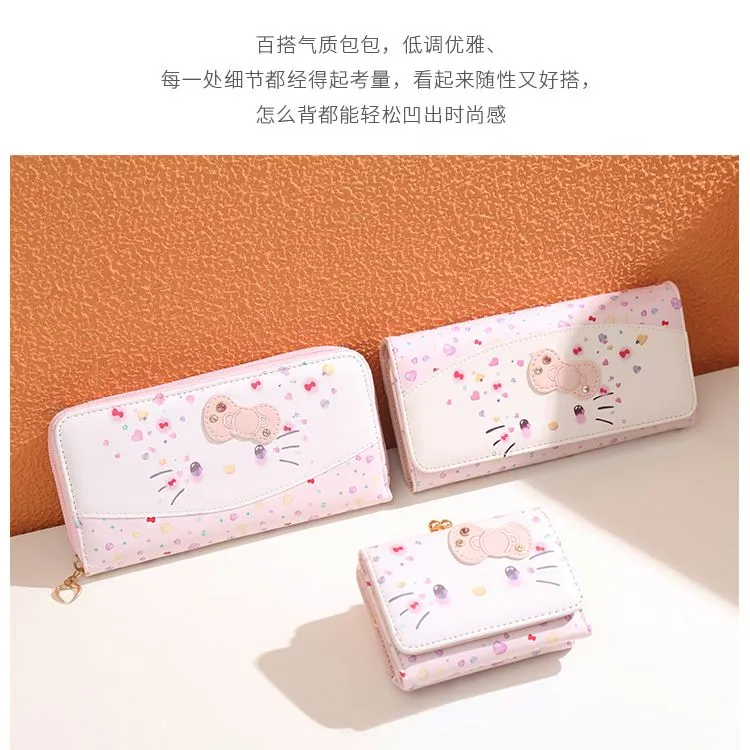 Kitty 50th Anniversary Wallet Long Pink Cute Coin Purse for Students - 4