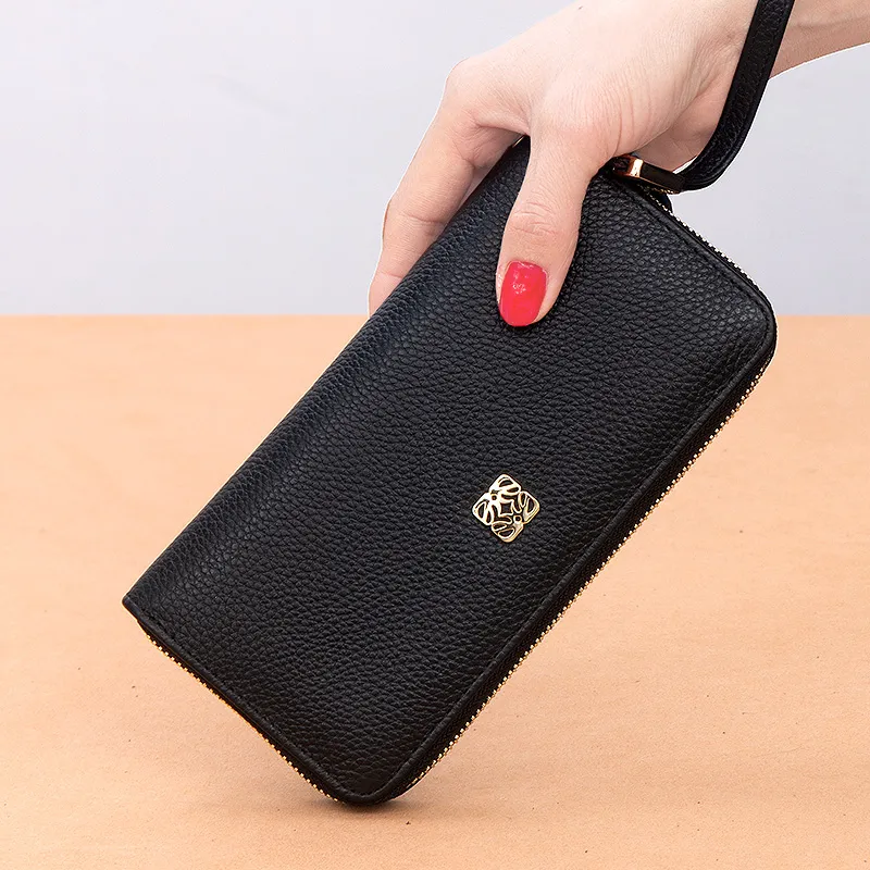 Genuine Leather Long Wallet for Women 2025 Large Capacity Zip Around Clutch - 4