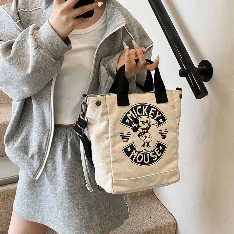 Cartoon Mickey Canvas Backpack for Women, Multifunctional 3-Way Tote Bag - 1