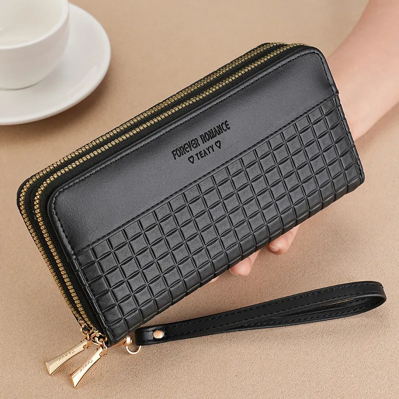 Long Wallet for Women 2025, Double Zip Woven Fashion Clutch Purse - 3