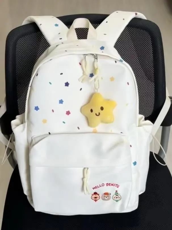 PARK DANCE Bear Embroidery Backpack for School Girls, Lightweight & Stylish - 1