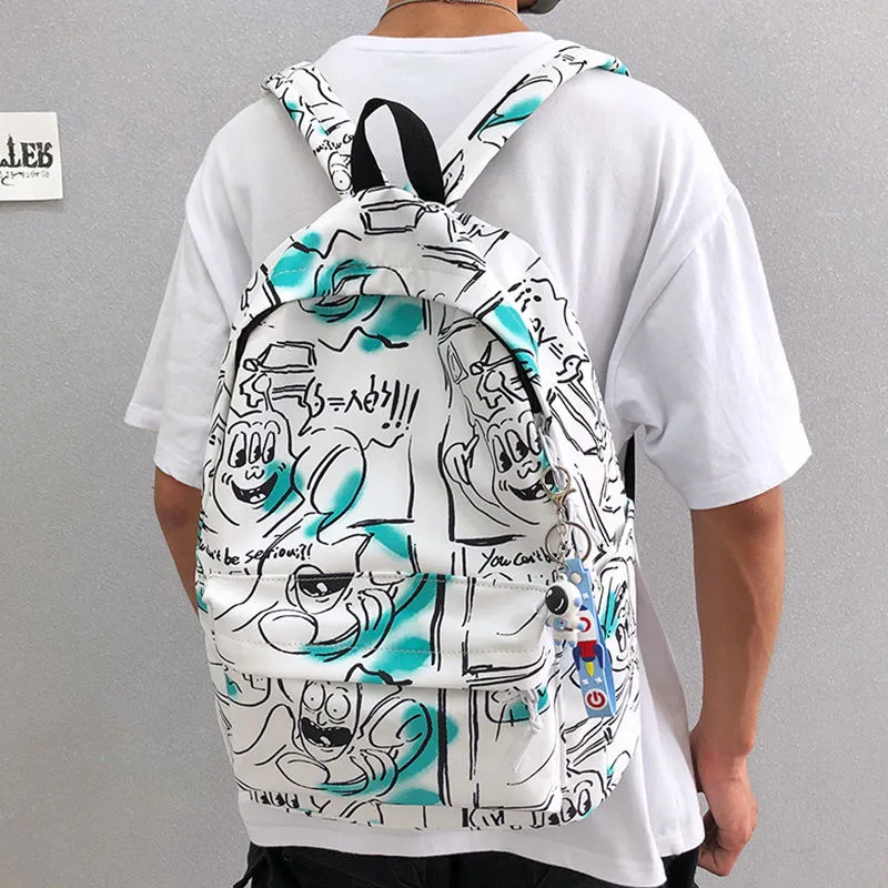 Men's Graffiti Backpack Ins Style Large Capacity Daypack for High School - 1