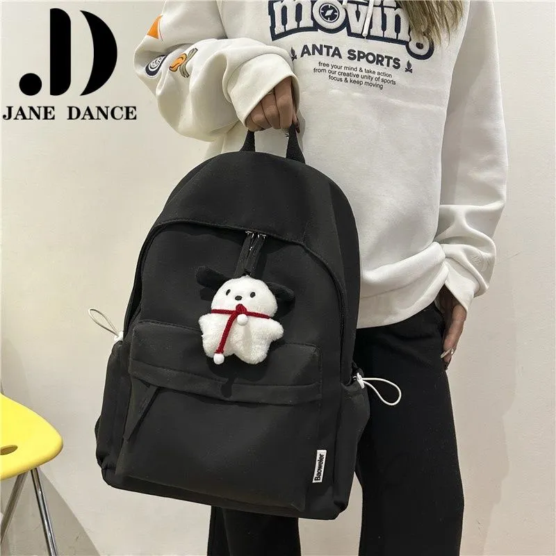 Solid Color Backpack for Women, Lightweight College School Bag, Ins Style - 2