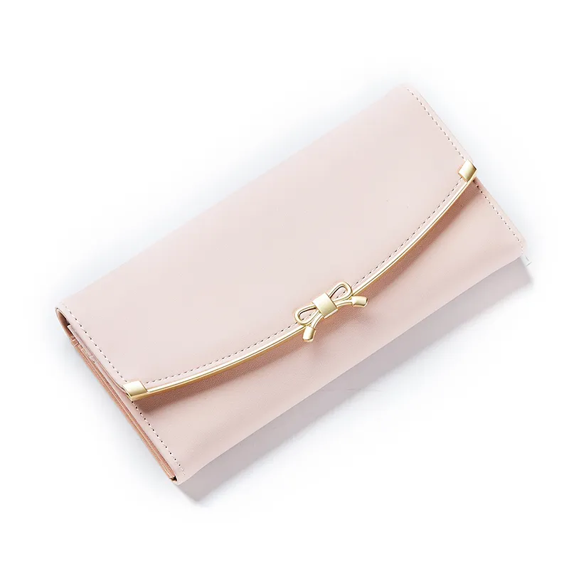 Long Wallet for Women with Bow Clasp, Large Capacity Student Money Clip - 1
