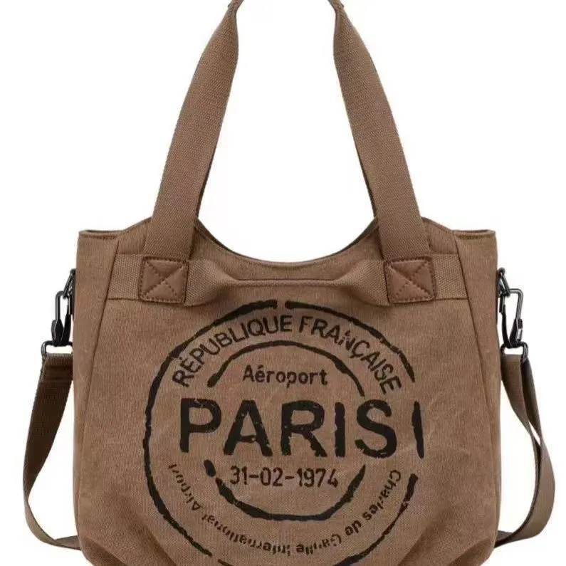Canvas Tote Bag for Women & Men, Large Capacity Shoulder Bag for School & Commute - 3