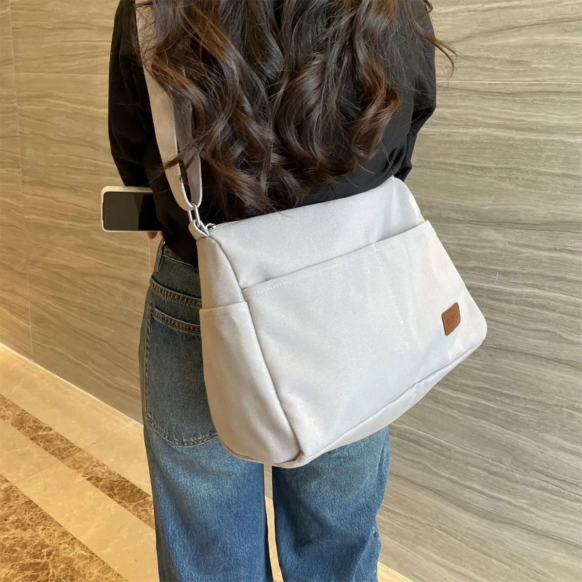 Canvas Messenger Bag for Women, Large Tote Crossbody Bag, Vintage Style - 2
