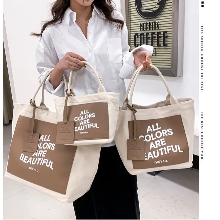 Canvas Tote Bag 2022 New Large Capacity Laptop Book Bag for College - 1