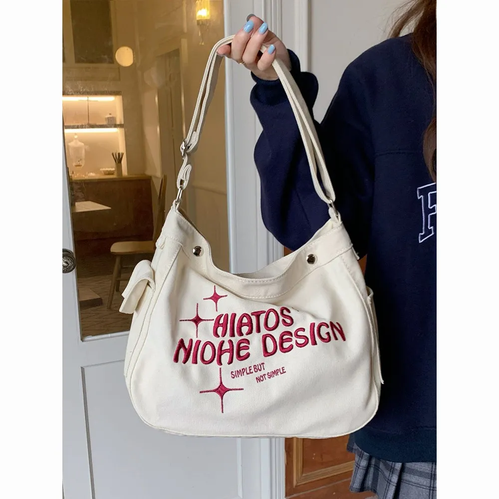 Canvas Tote Bag for Women Large Capacity Commute Ins Style Shoulder Bag - 1