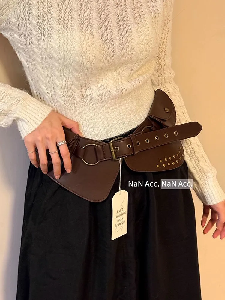 Punk Rock Waist Bag with Metal Buckle, Vintage Style Women's Belt Bag - 3