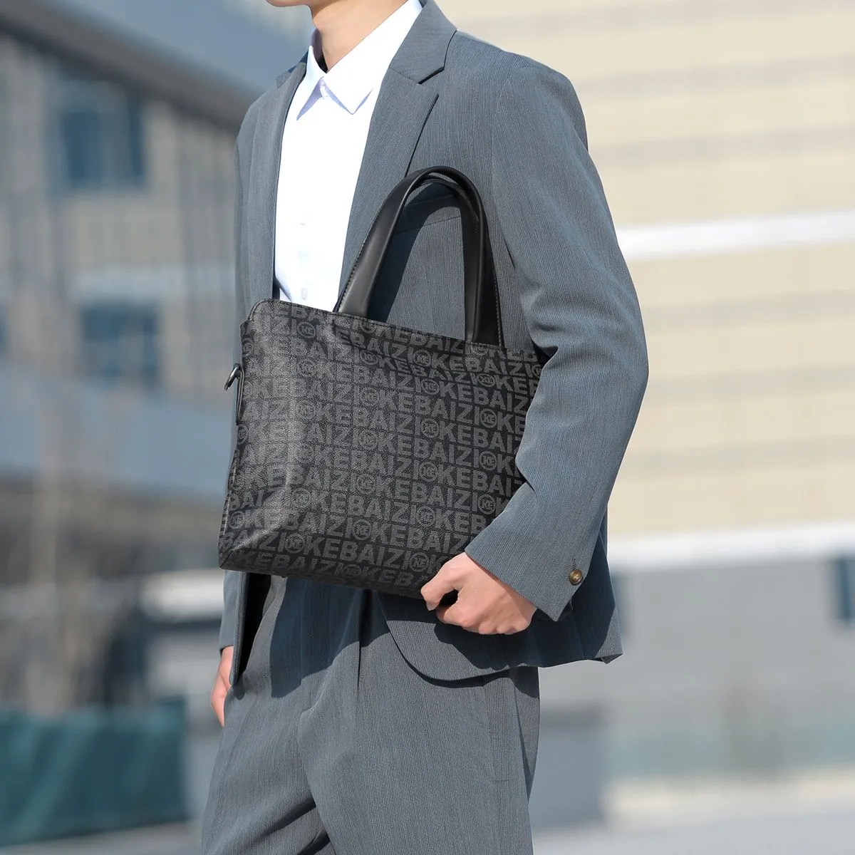 Men's Fashionable Business Briefcase Crossbody Laptop Bag - 4