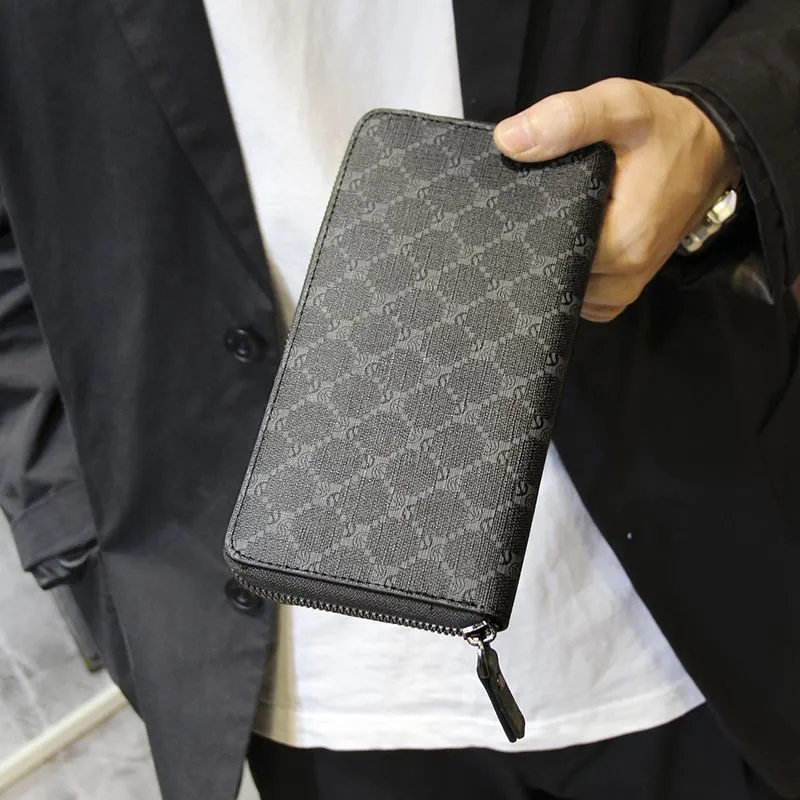 Men's Plaid Long Wallet 2024 New Trendy Checkered Card Holder - 2