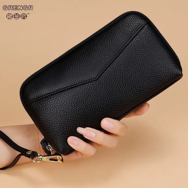Vintage Shell Clutch Purse for Women, Large Capacity Zip Wallet Phone Bag - 4