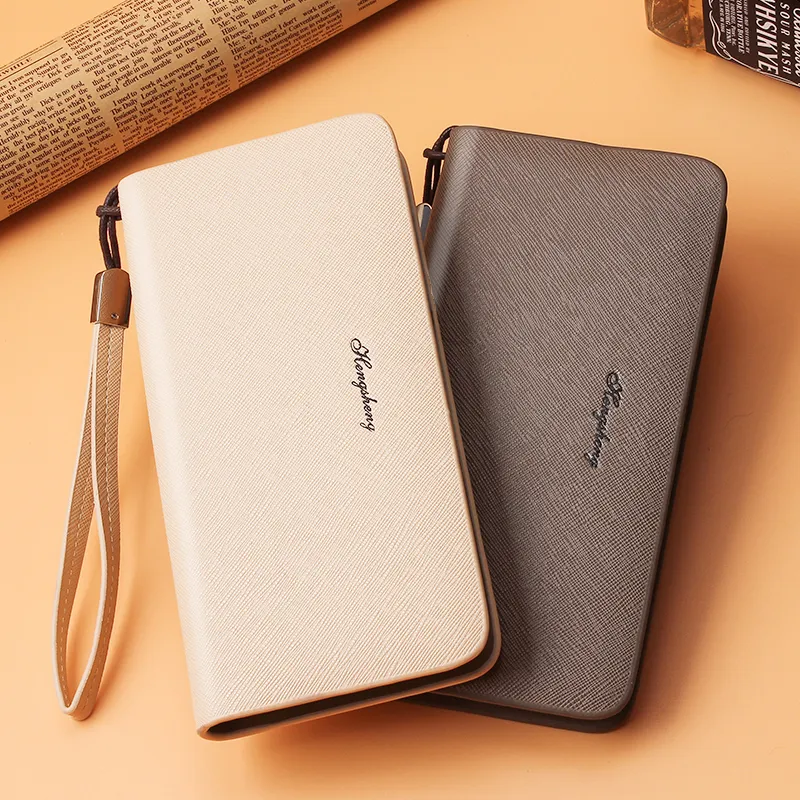Men's Long Wallet with Card Slots & Zipper, Slim Phone Case Handbag - 1