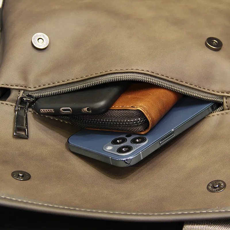 Men's Crossbody Bag Small PU Leather Casual Street Fashion Shoulder Bag - 5