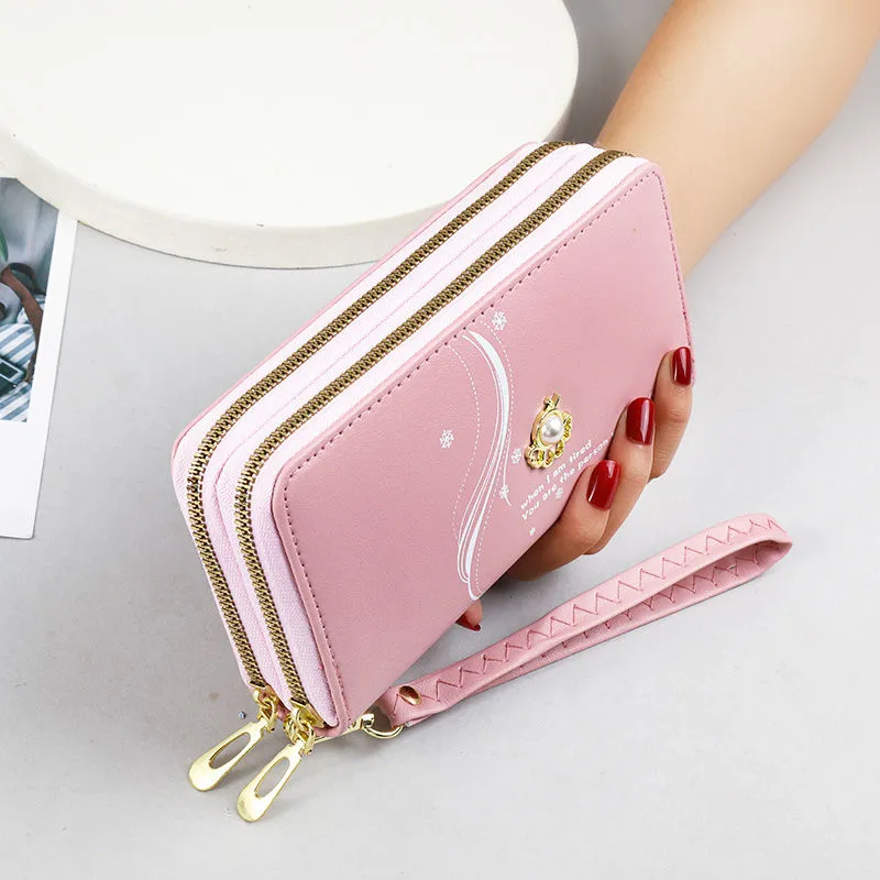 2025 Women's Long Wallet with Double Zipper, Large Capacity Wristlet Phone Purse - 3