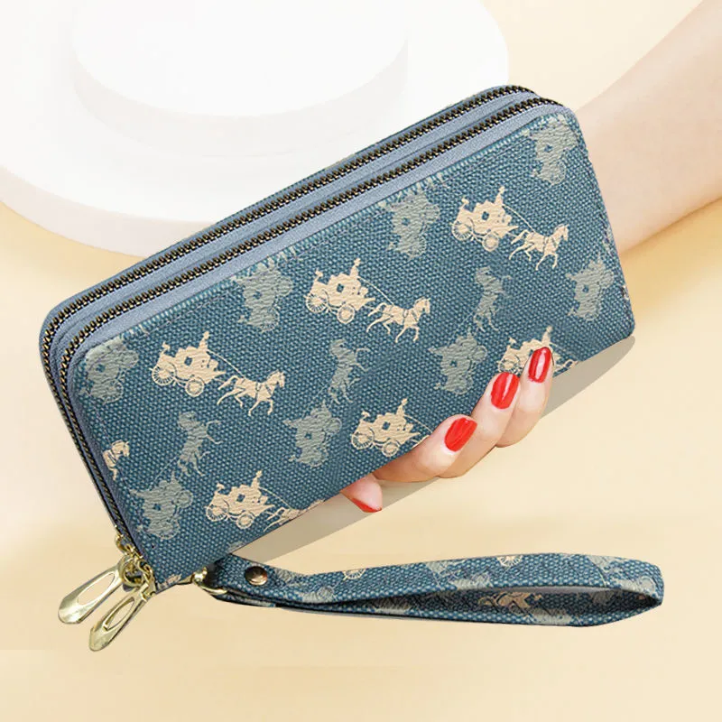 Double Zipper Wallets for Women Large Capacity Long RFID Blocking Phone Case - 2