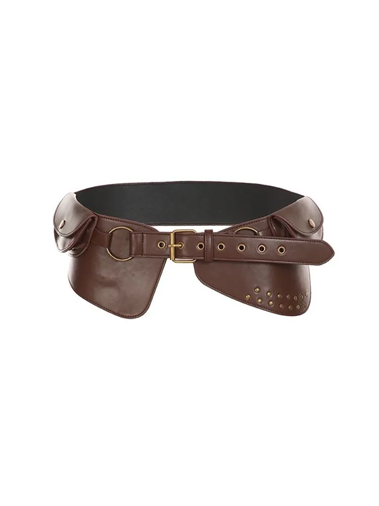 Punk Rock Waist Bag with Metal Buckle, Vintage Style Women's Belt Bag - 4