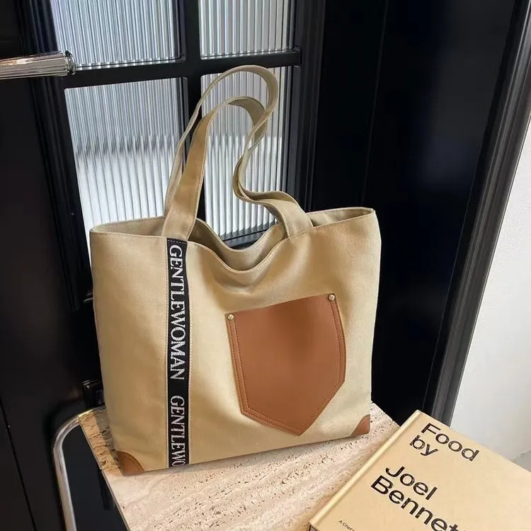 Canvas Tote Bag Women Large Capacity Shoulder Bag Fashion Fall Winter - 2