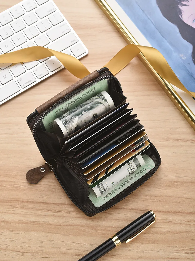 2025 Men's Zipper Card Holder Multi Slot RFID Blocking Wallet Organizer - 3