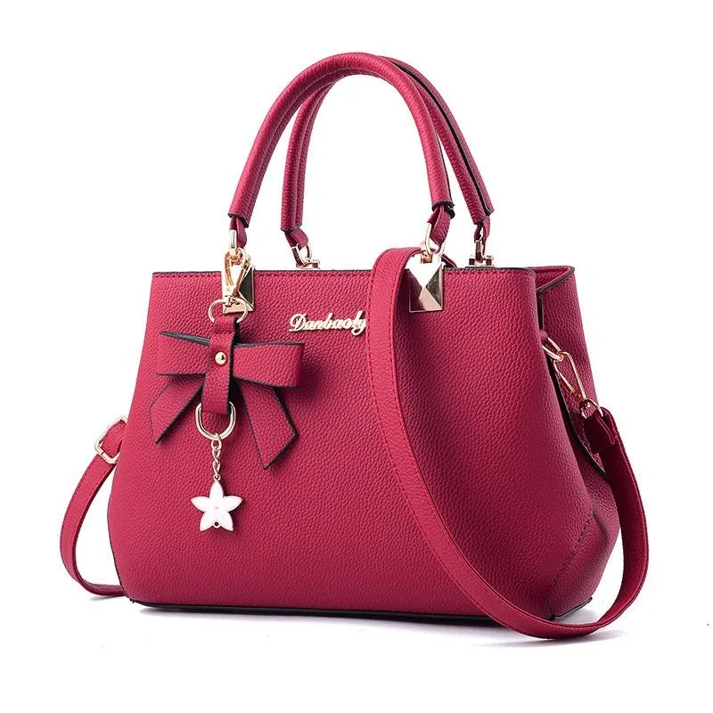 Bowknot Satchel PU Large Capacity Women Handbag Fashion Tote - 1