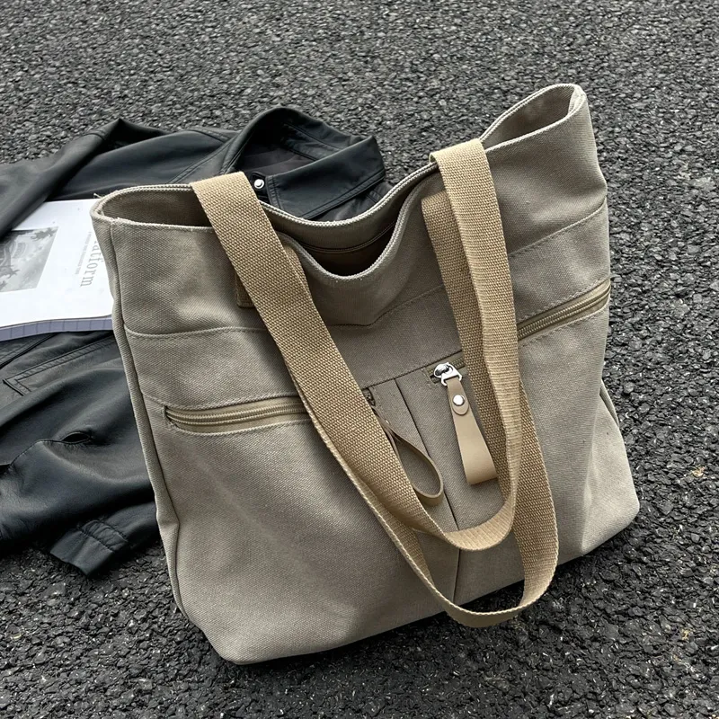 Thick Canvas Tote Bag Women Large Capacity Shoulder Bag - 4