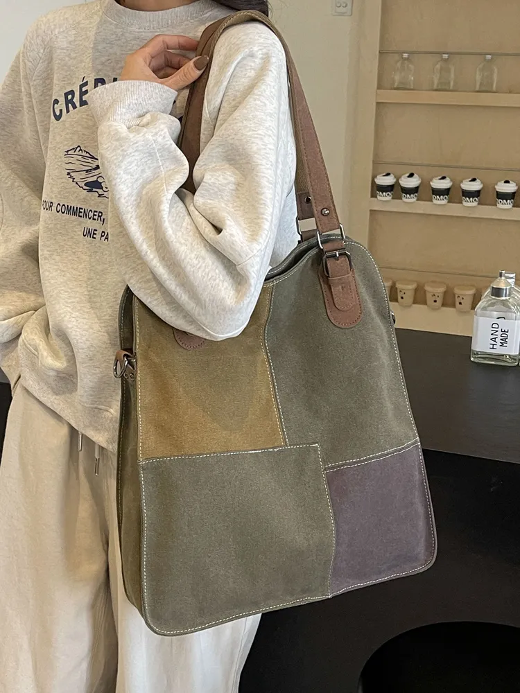 Retro Tote Bag for Women, Large Capacity Shoulder Bag, Crossbody - 1