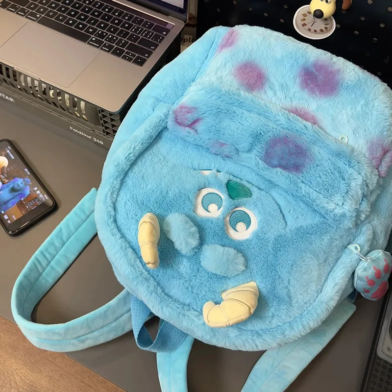 Cute Plush 3-Eyed Backpack, Sulley & Lotso Big Capacity School Bag - 4