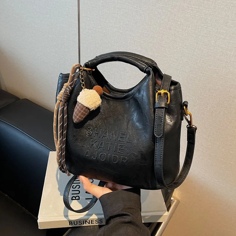 Retro Soft Leather Tote Bag 2024 Women Crossbody Shoulder Bag - 3