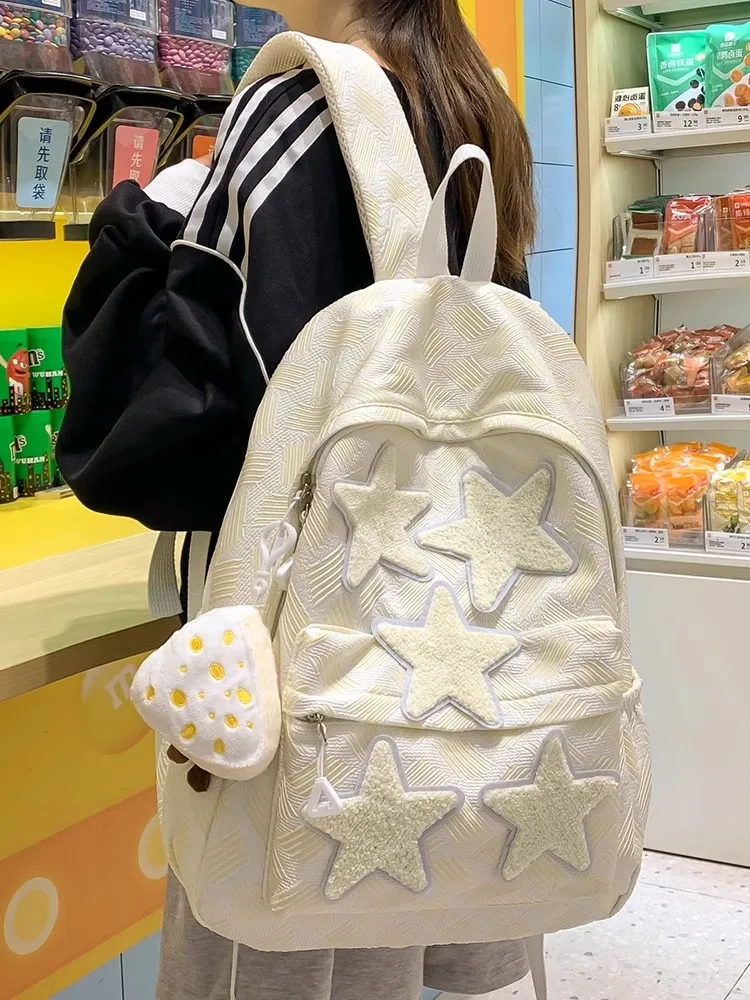 Stars Backpack for Women 2025 New Cute Korean School Bag College - 5