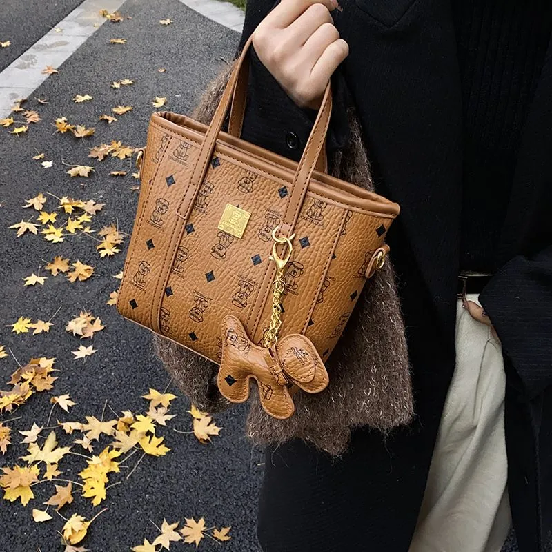Retro Bucket Bag 2024 Women's Crossbody Tote PU Leather Shoulder Bag - 2