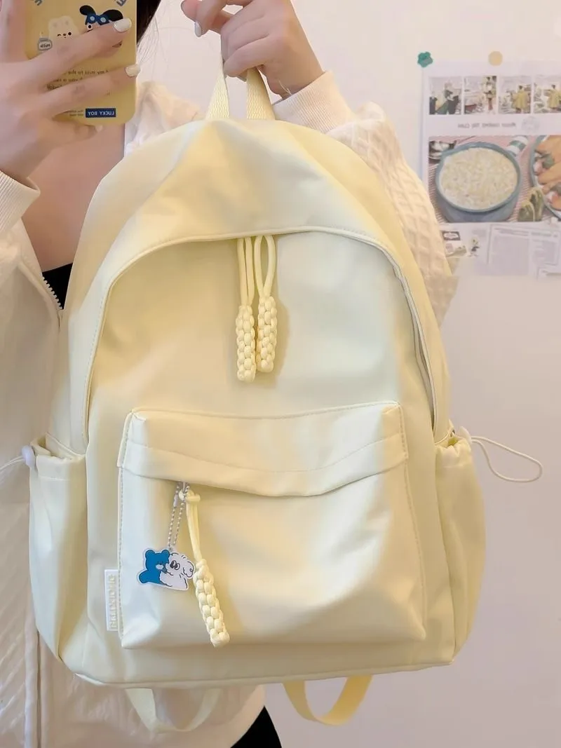 Minimalist Solid Color Backpack for High School Girls, Stylish & Lightweight - 2