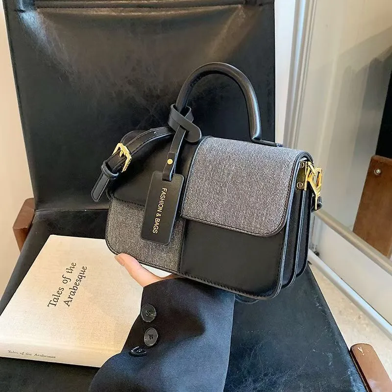 Retro Contrast Color Handbag 2025 Fashion Square Shoulder Bag for Women - 5