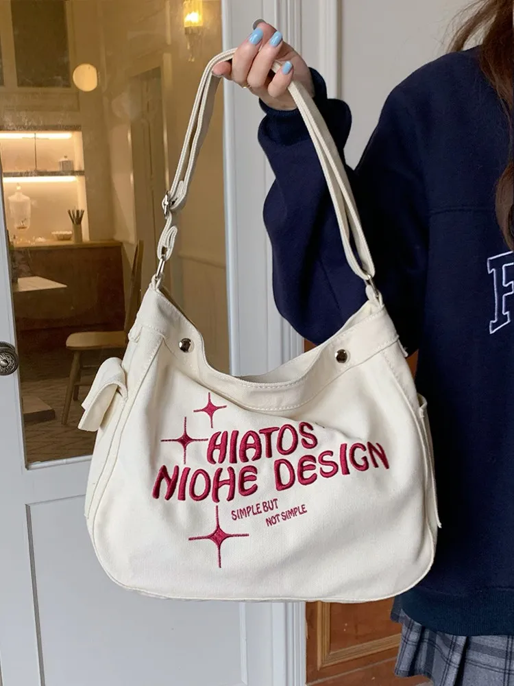 Canvas Tote Bag for Women Large Capacity Commute Ins Style Shoulder Bag - 2