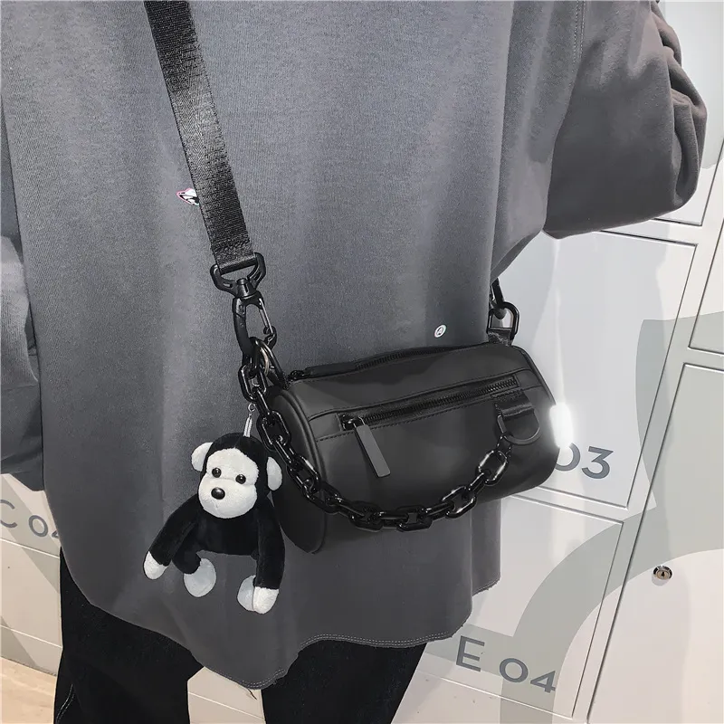 Men's Crossbody Bag, Small Round Tube Phone Bag, Casual Daypack - 1