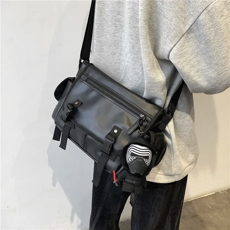 Men's Messenger Bag Large Capacity PU Black Crossbody Bag Casual - 2