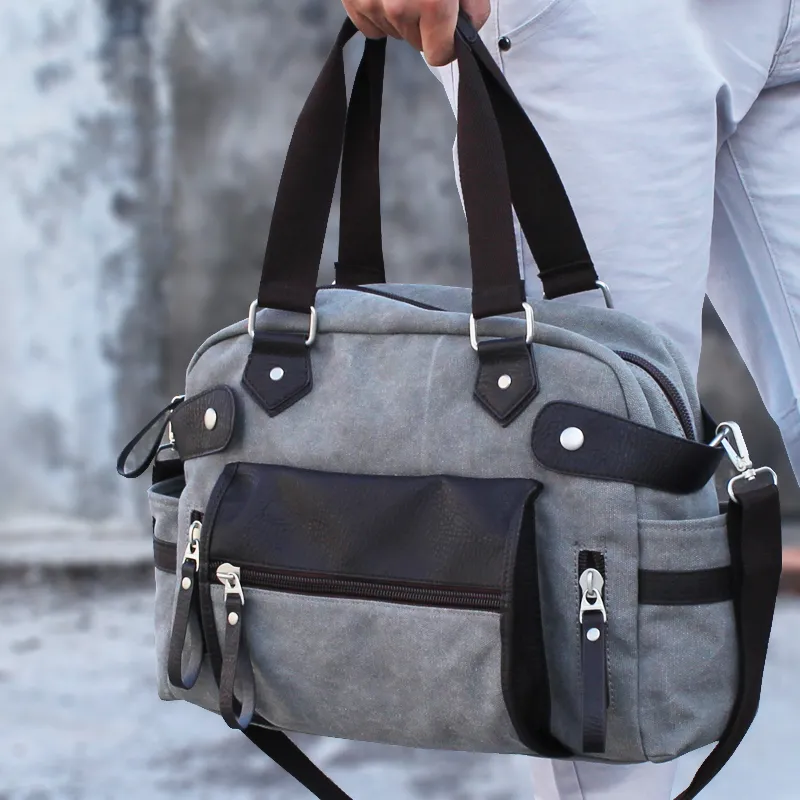 Canvas Crossbody Bag Men's Casual Shoulder Bag 14 Inch Laptop - 4