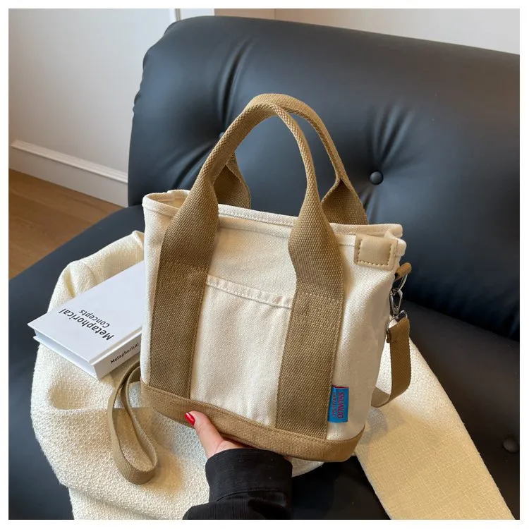 2024 Canvas Tote Bag Large Capacity Student Multilayer Commuter Crossbody Bag - 1