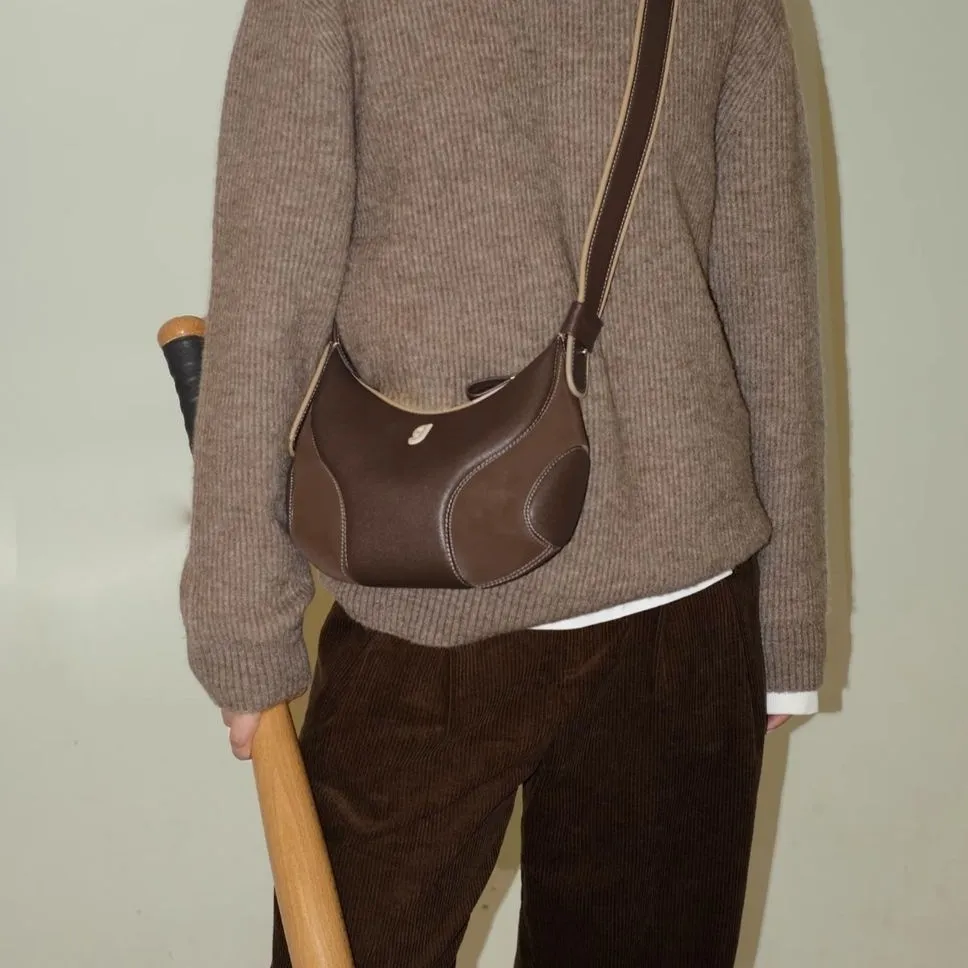Baseball Shoulder Bag for Women, Small Crossbody Purse, Vintage Brown - 1