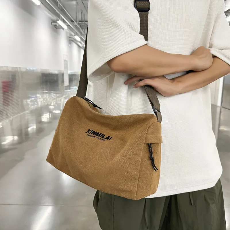 Large Vintage Canvas Messenger Bag for Men, Casual Crossbody Daypack - 2