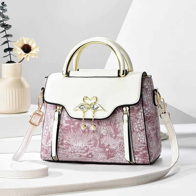 Genuine Leather Print Handbag for Women, Luxury Tote Shoulder Bag - 2
